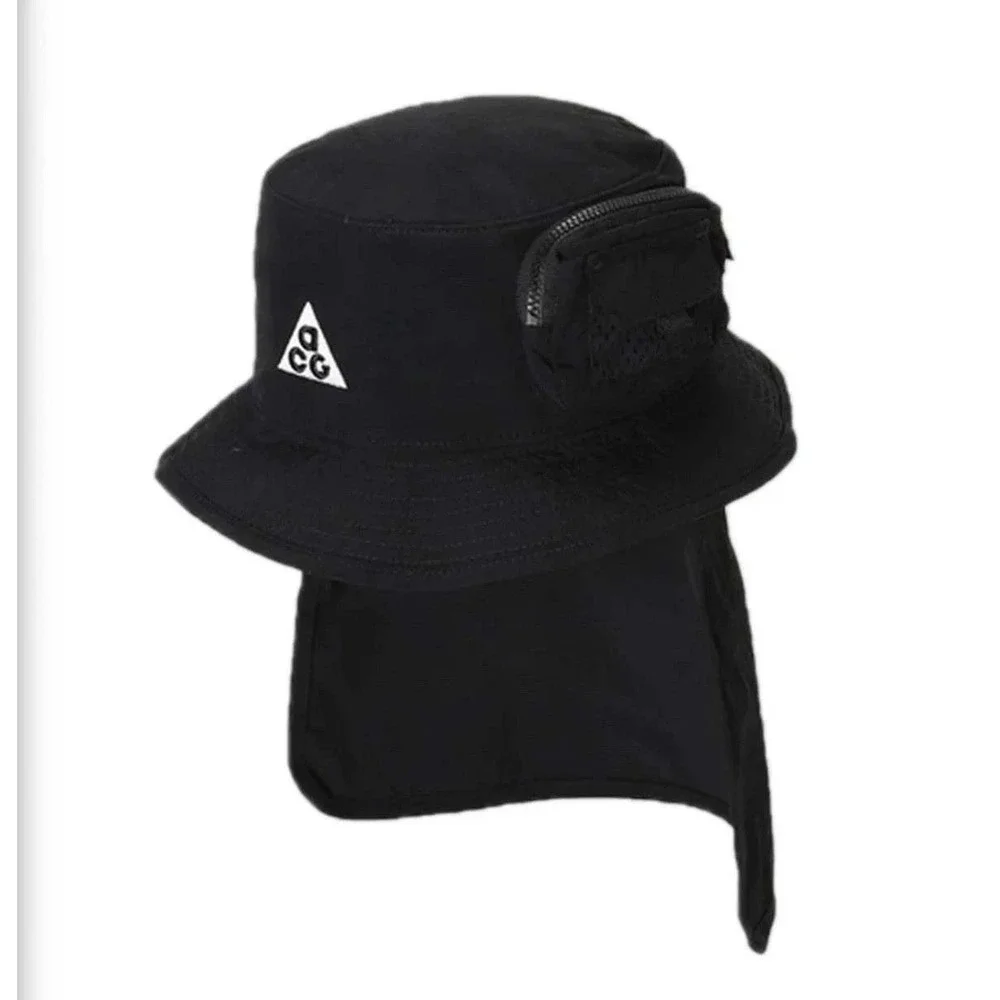 Nike ACG Kids Apex Bucket Hat Black Detachable Neck Flap HJ7023-010 One Size